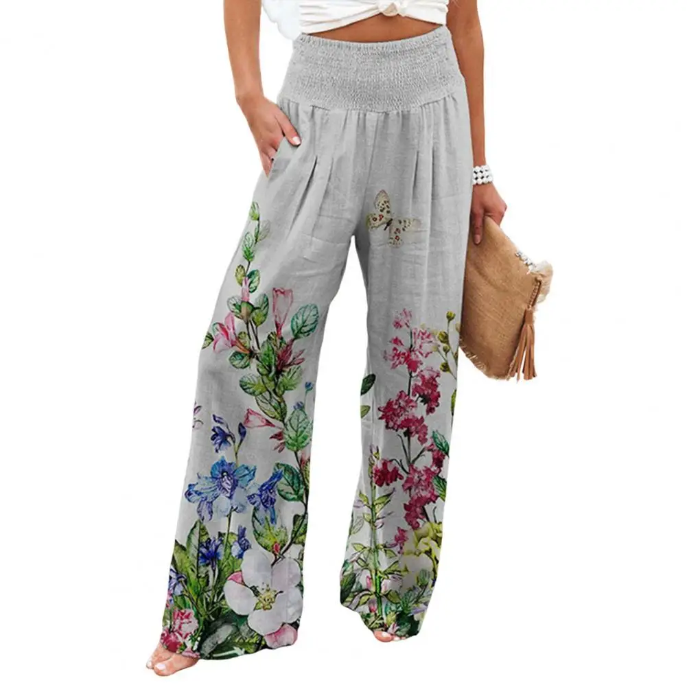 

2022 Fashion Women Pants Loose Type High Waist Casual Elastic Waist Straight Pattern Lady Trousers Female Clothes Wide Leg Pant