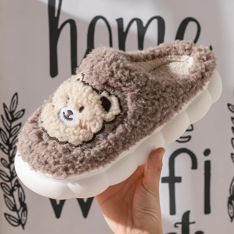 

Thick soled woolen slippers Autumn and winter 2022 New style indoor home anti-skid warm couple cotton slippers