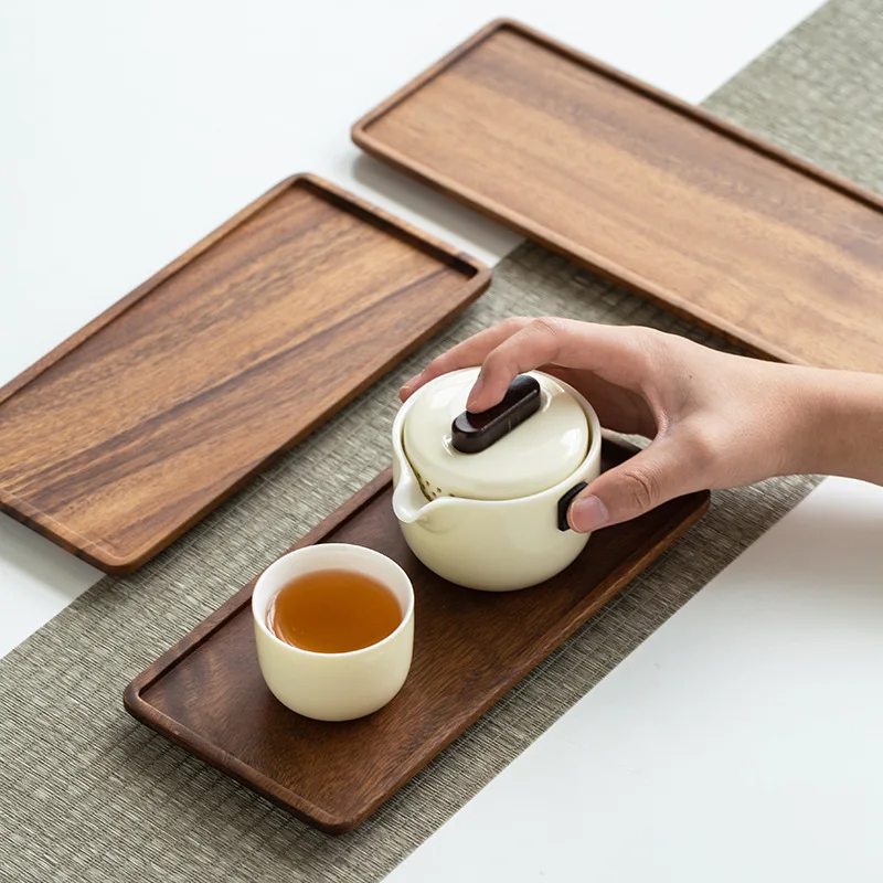 

South American Walnut Rectangle Wooden Tea Tray Serving Table Plate Snacks Food Storage Dish for Hotel Home Serving Tray