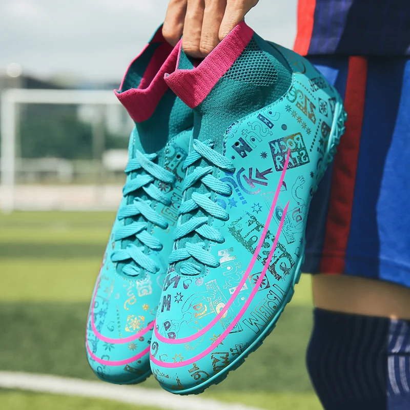 Stylish Comfortable Adult High Ankle Training Match Sports Football Shoes Outdoor Indoor Grass Sports Shoes For Youth Students