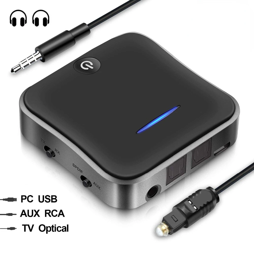 

5.0 Transmitter Receiver aptX HD Low Latency Audio 3.5mm Aux/RCA/SPDIF Bt Music Wireless Adapter for TV/Headphone/Car