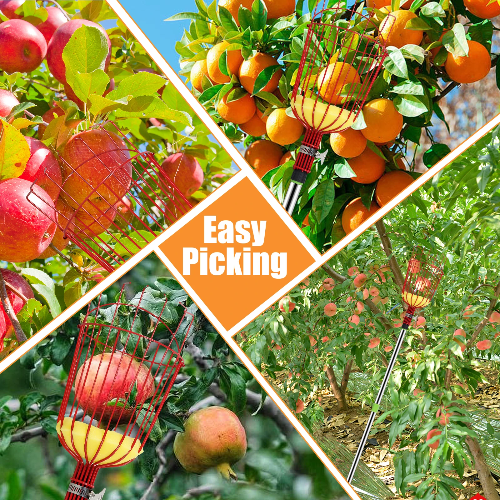 Глубокая Корзина Ловец фруктов устройство для сбора на ферме удобная головка