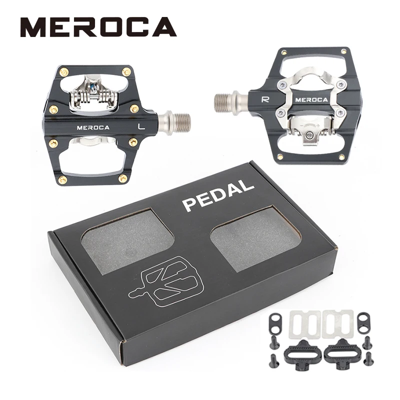 

MEROCA MTB Bike Self-Locking Pedal Flat Pedals Aluminum Alloy DU Bearing SPD Pedal Plateform Cleats Pedal Cycling Accessories