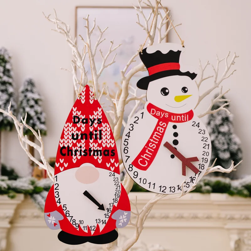 

Christmas Decoration Items Cartoon Print Old Man Wooden Pendant Snowman Calendar Pendant Countdown