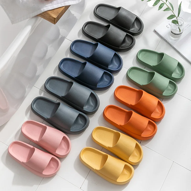 Fashion Women Summer Soft Slippers Thick Platform Bathroom Home Men Indoor Non-slip Anti-slip Female Cloud Cushion Slides