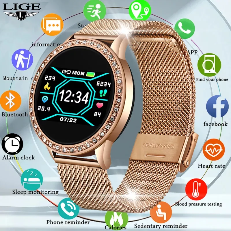 

LIGE 2021 New Smart Watch Women Full Touch Screen Sport Fitness Watch IP67 Waterproof Bluetooth For Android ios smartwatch Men