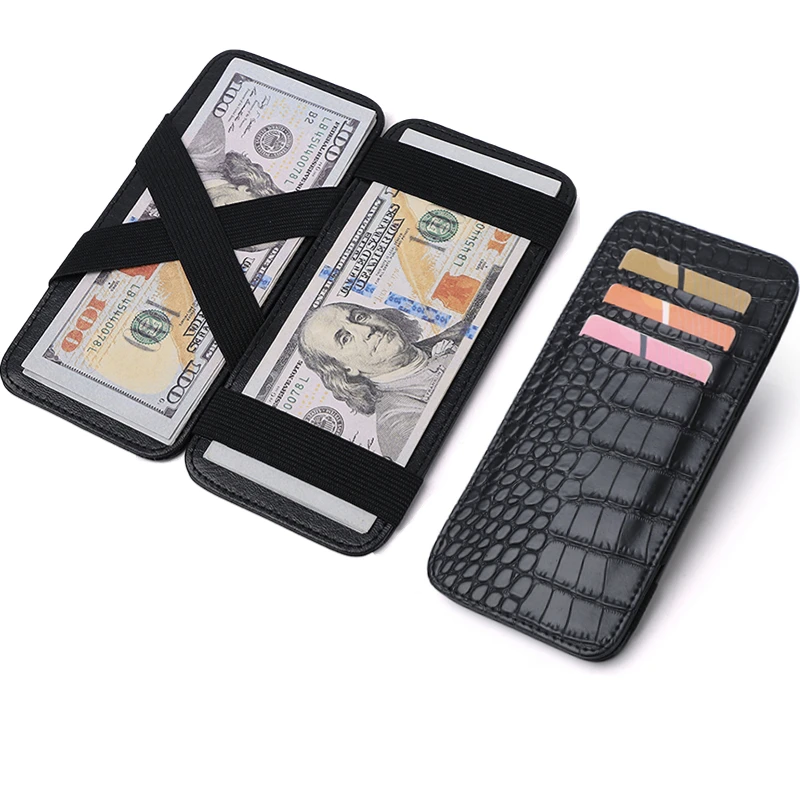 

PU Wallet Crocodile Pattern Id Bank Credit Card Holder Protector Case Portable Travel Men'S Banknote Organiser Passport Cover