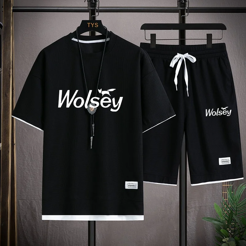 Summer Men and Women 2-Piece T-shirt+Shorts Sportswear Fashion Printing Loose Harajuku Style Street Apparel Casual New Golf Set