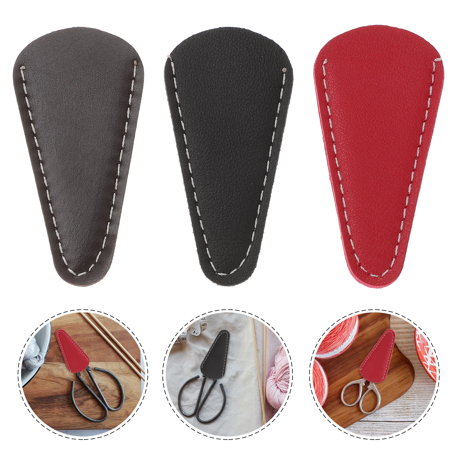 

3pcs Leather Protective Scissor Cover Trimming Scissor Safety Cover