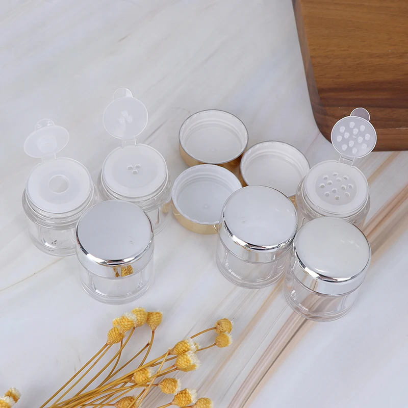 

5ml Empty Loose Powder Pot With Sieve Cosmetic Makeup Jar Container Handheld Portable Sifter with Black Cap