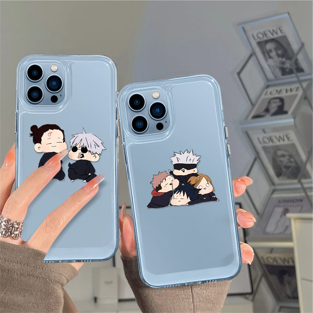 

Transparent Anime Jujutsu Kaisen Phone Case for iPhone 14 13 12 11 Pro Max Mini XS XR X Cover for iPhone14promax Coque Fundas