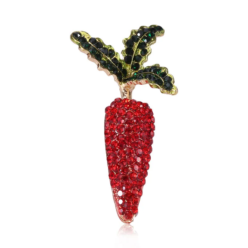 

Enamel Radish Brooches For Women Unisex Lovely Rhinestone Inside Carrot Plants Party Casual Brooch Pin Gifts