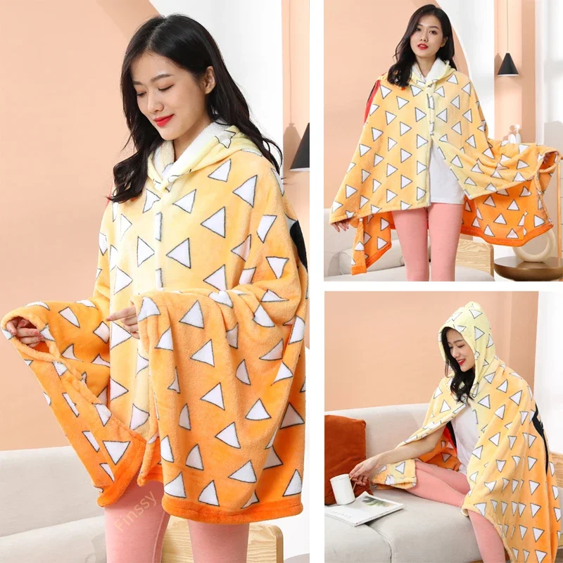 Новый плащ для косплея Rengoku Kyoujurou 2025 года с капюшоном аниме Demon Slayer Kamado Nezuko одеяло