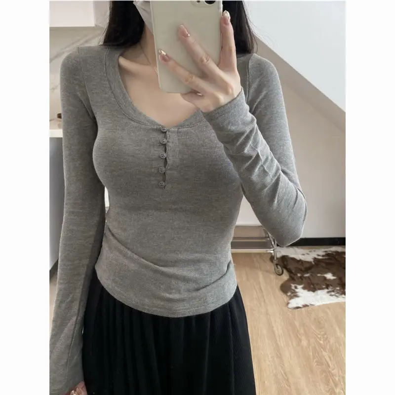 

Американская футболка с длинным рукавом, женская новая осенняя модная дизайнерская футболка в стиле Ins, облегающая футболка, короткий топ