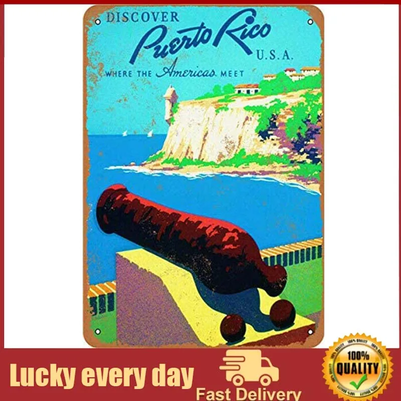 

New Vintage Metal Tin Sign Puerto Rico Travel Retro Garage Yard Home Cafe Bar Club Hotel Wall Decoration Stickers Signs metal