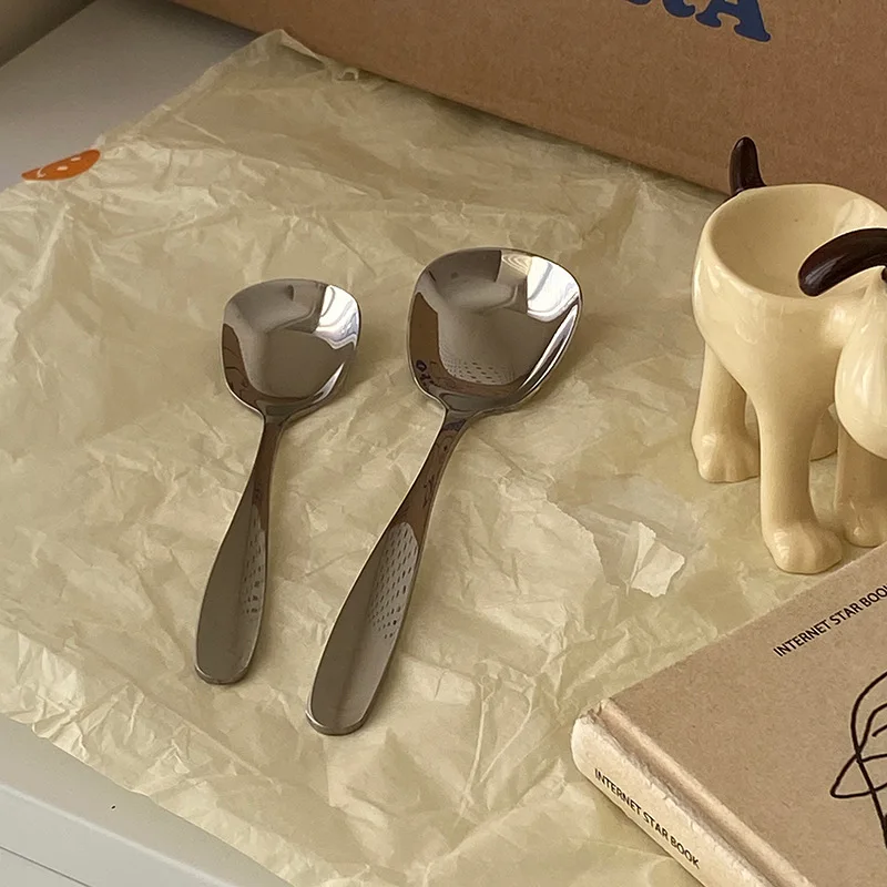 Xiaojiu Нержавеющая сталь 304 Ins Sle нержавеющая квадратная головка ложка в стиле