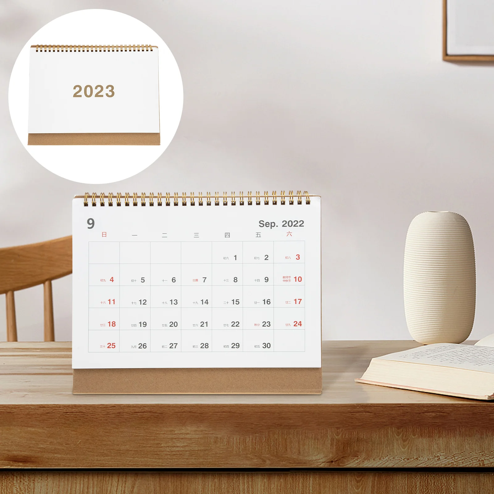 

Calendar Desk 2023 Monthly Desktop Standing Planner Table Schedule Year Stand Calendars Office Daily Wall Foldable Mini Easel