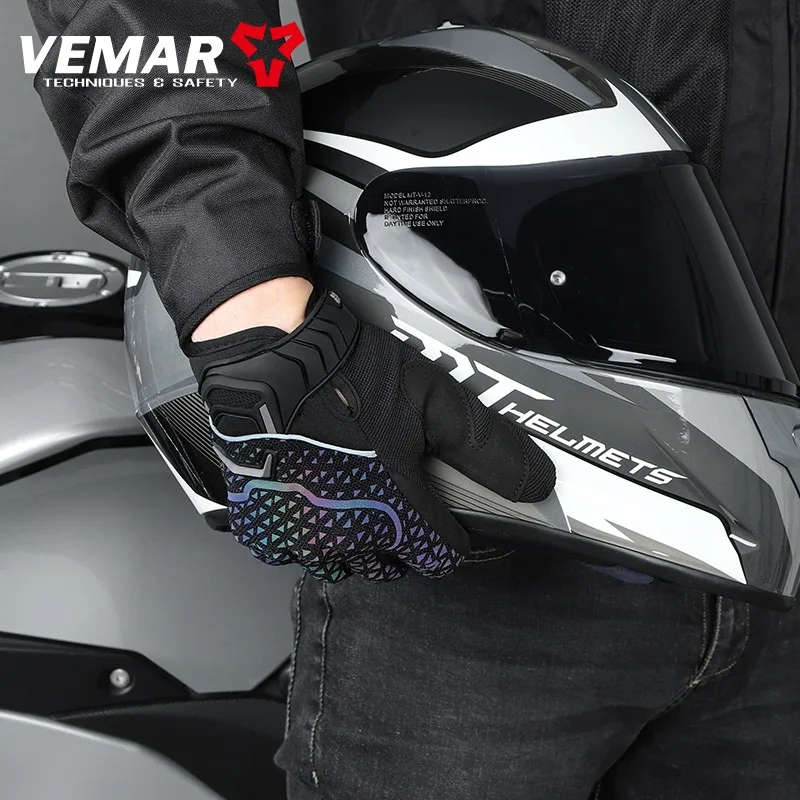 Мотоциклетные перчатки VEMAR яркие и красочные светоотражающие летние