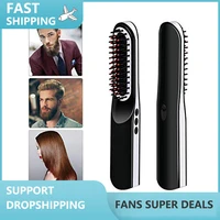 wireless men quick beard straightener styler comb lcd multifunctional cordless usb hair straightening brush mch heating brush