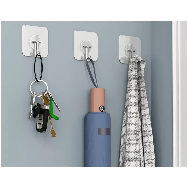 

50/20/10/5 Pcs Door Hook Adhesive Wall Hooks Transparent Anti-skid Traceless Heavy Duty Stick On Hook Bathroom Kitchen Wall