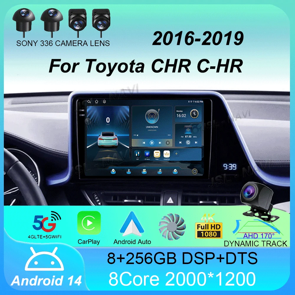 Автомобильный радиоприемник Android 14 Carplay автомультимедийный плеер для Toyota CHR C-HR 2016