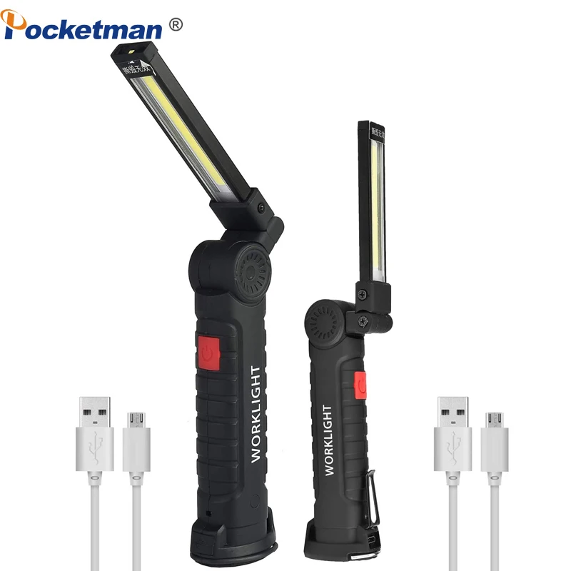 

LED Work Light COB Flashlight Rechargeable Foldable Portable Travel Light Magnetic Inspection Lamp Lantern Super Bright Lights