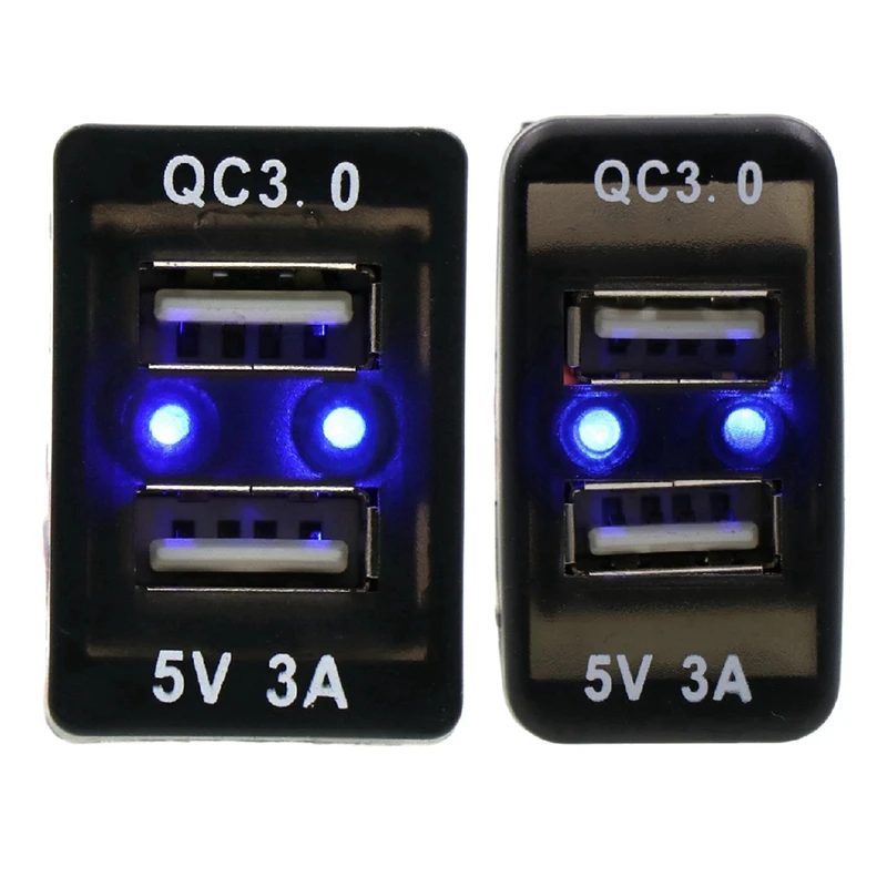 

2PCS Dual USB Charger Car DC12V QC3.0 +5V 3A USB Power Socket Adapter Charge Adapter Use For Toyota(33X22mm & 40X20mm)