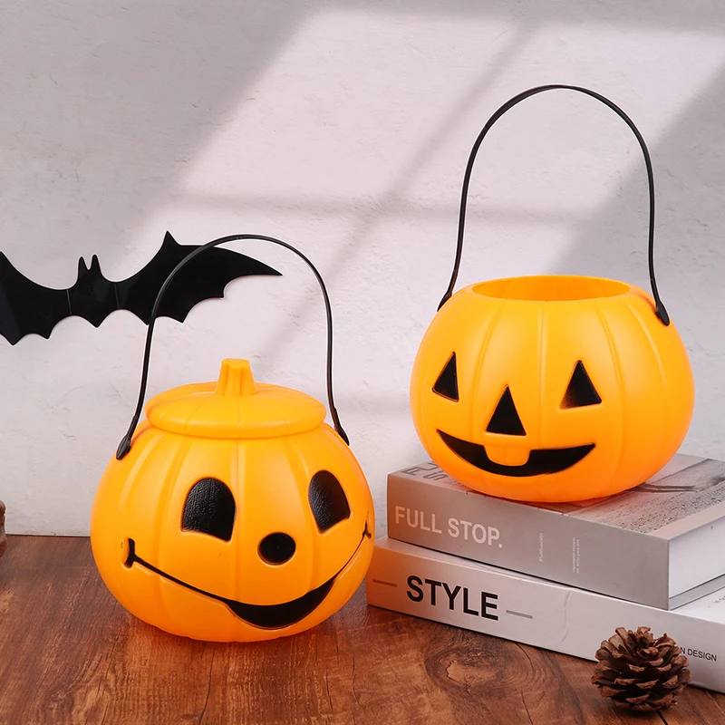 Пластиковый фонарь ведро с тыквой Хэллоуин конфеты держатель для кошелька или