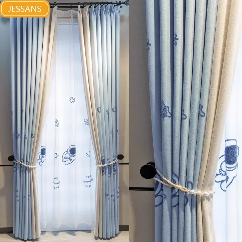 Милый мультяшный астронавт с вышитым узором для мальчиков детские комнаты