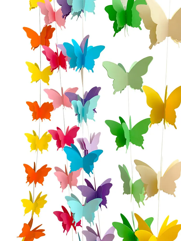 

3D Paper Butterfly Garland Buntings for Wedding Party Birthday Festival Diy Banner Hanging Decorations 3D Paper Butterfly String