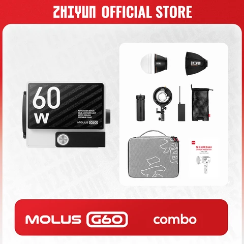 ZHIYUN официальный MOLUS G60 COB 60 вт карманный светодиодный светильник для видеосъемки Освещение Фото крошечная живая светильник DC/PD источник питания