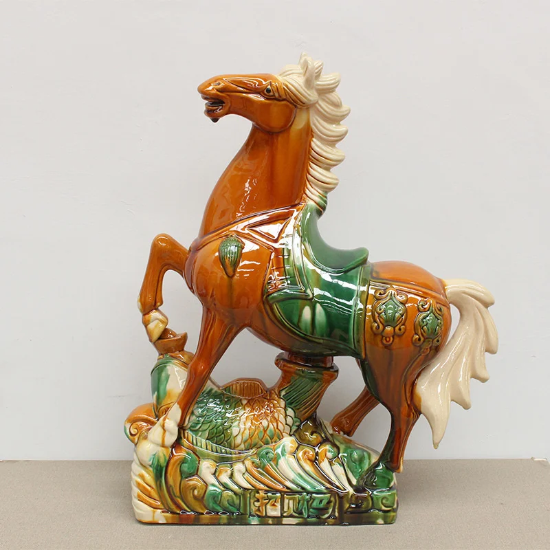 

creative horse ceramics Zhaocai large decoration new Chinese style home living room decoration crafts office decoration