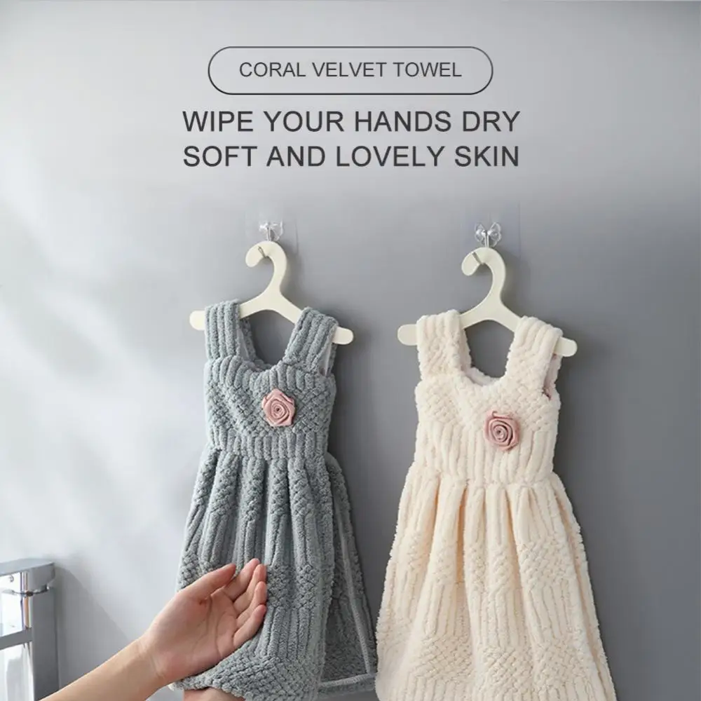 

Washcloth Suitable For Kitchen Coral Fleece Towels Skin-friendly With Hanger Absorbent Towels Towel Suit Hand Towels Cute