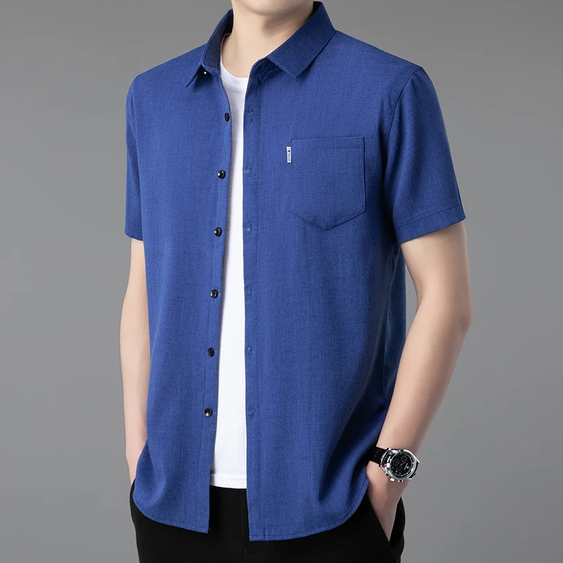 2025 летняя мужская модная футболка с короткими рукавами и откидным воротником