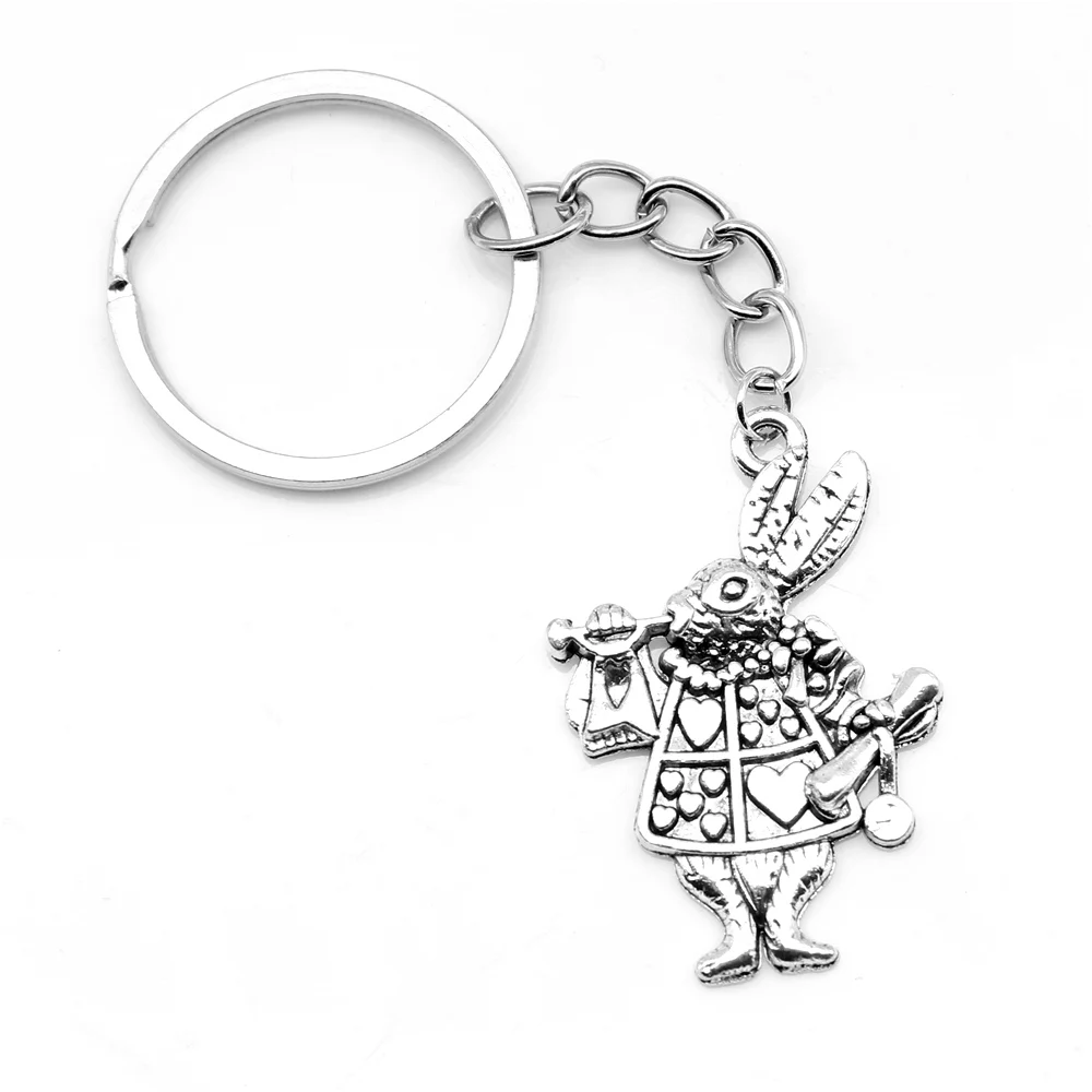 

1pcs Antique Silver Color 26x38mm Rabbit Keychain Handmade Jewerly Diy