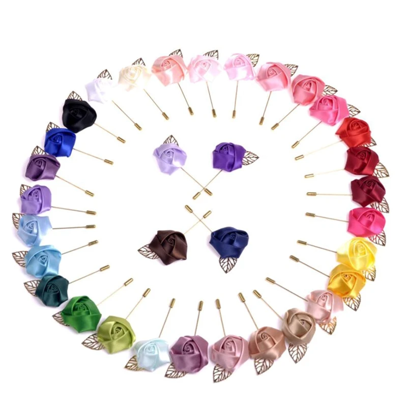 

15 Pcs Flower Lapel Pins Needle Brooch Boutonniere Corsage Pin Set For Suit Wedding Groom, Party, Office