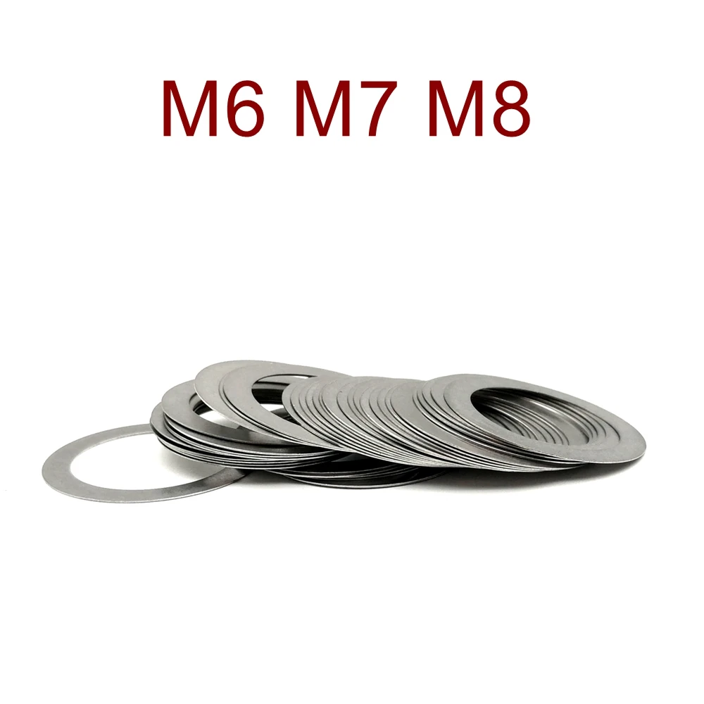 Ultra delgada de alta precisión de ajuste junta plana de acero inoxidable arandela plana shim M6 M7 M8 espesor 0,1, 0,2, 0,3, 0,5 1mm