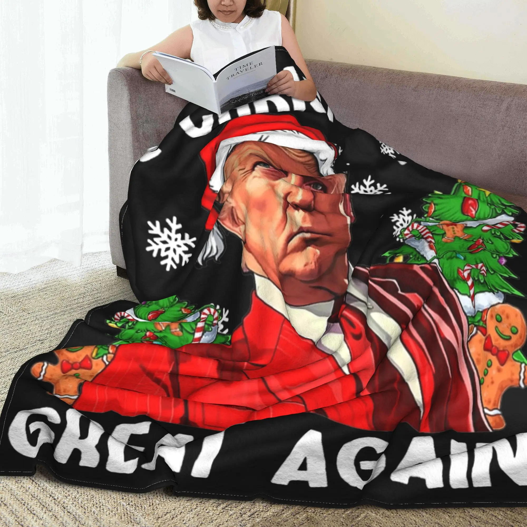 Сделай рождественское снова великим забавное подарочное одеяло Санта-Топ 2024