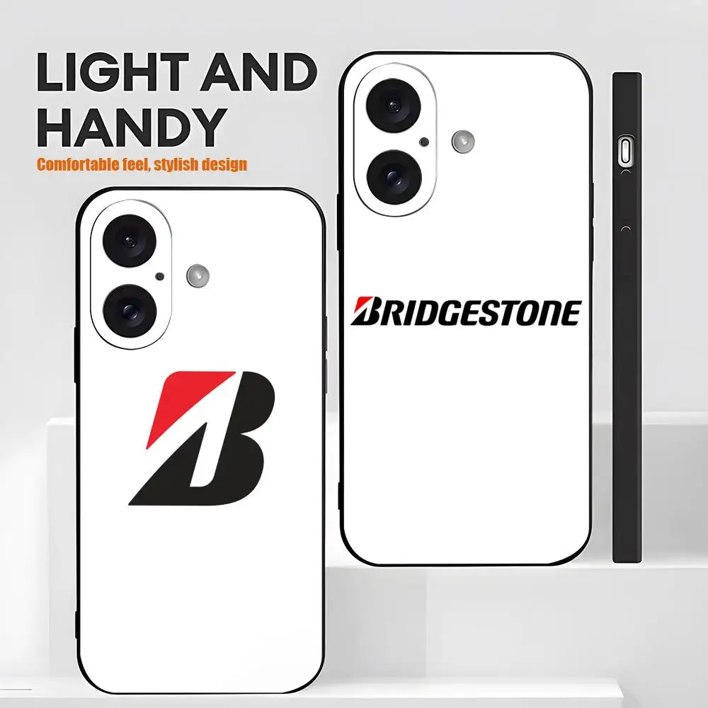 Фото B-Bridgestone Fashion Cool чехол для телефона для iPhone 17 16 15 14 13 12 X XR XS 8 Plus Mini Pro Max, мягкий черный ударопрочный чехол. №2