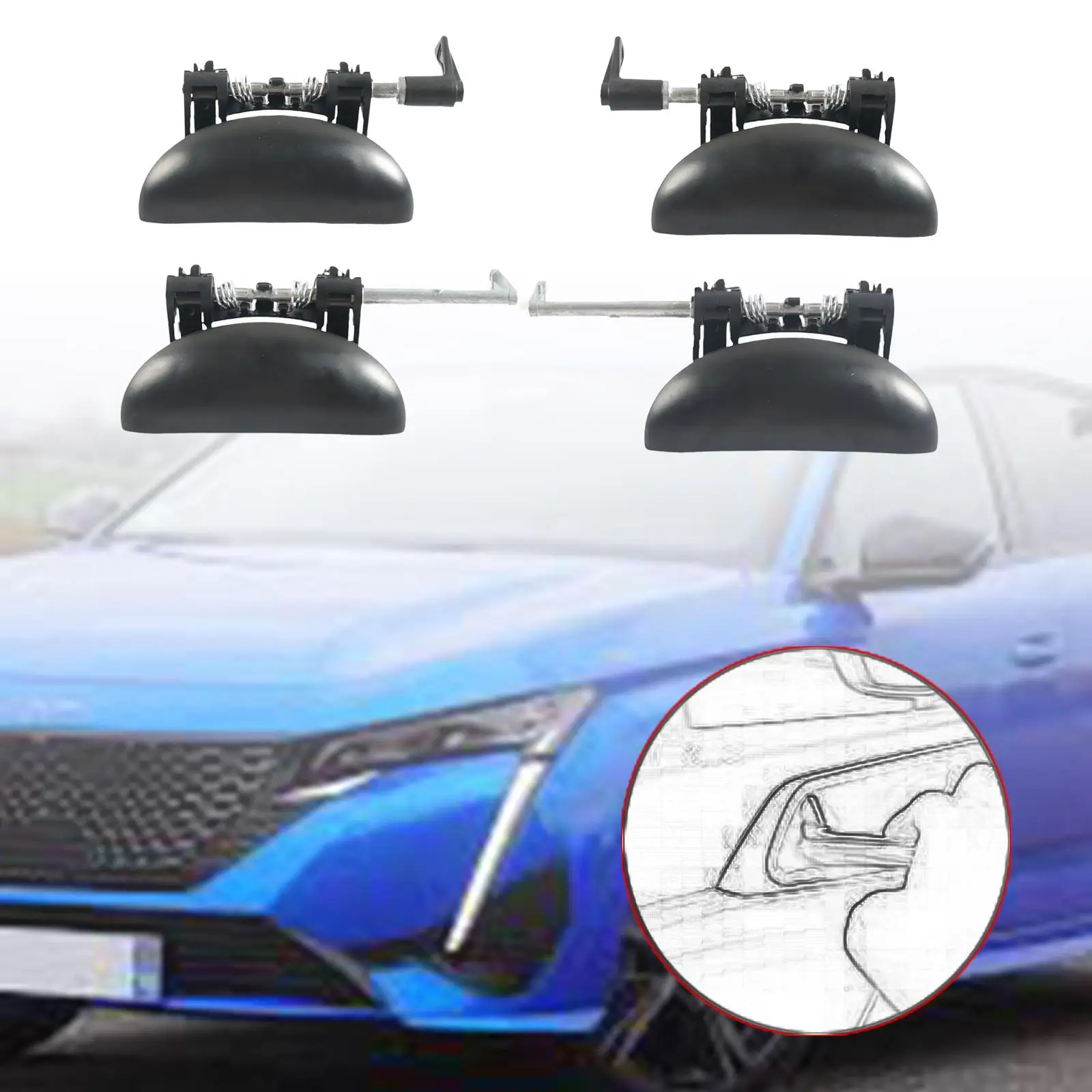 Interior Door Handle Spare Part Professional for Peugeot 206 1998-2009