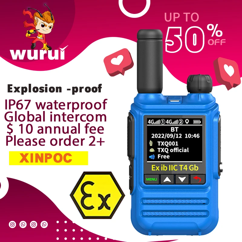 Ex Explosion-proof POC walkie talkie global-ptt 5000km Mini radio Portable Mobile Phone 4G police long range network Explosion