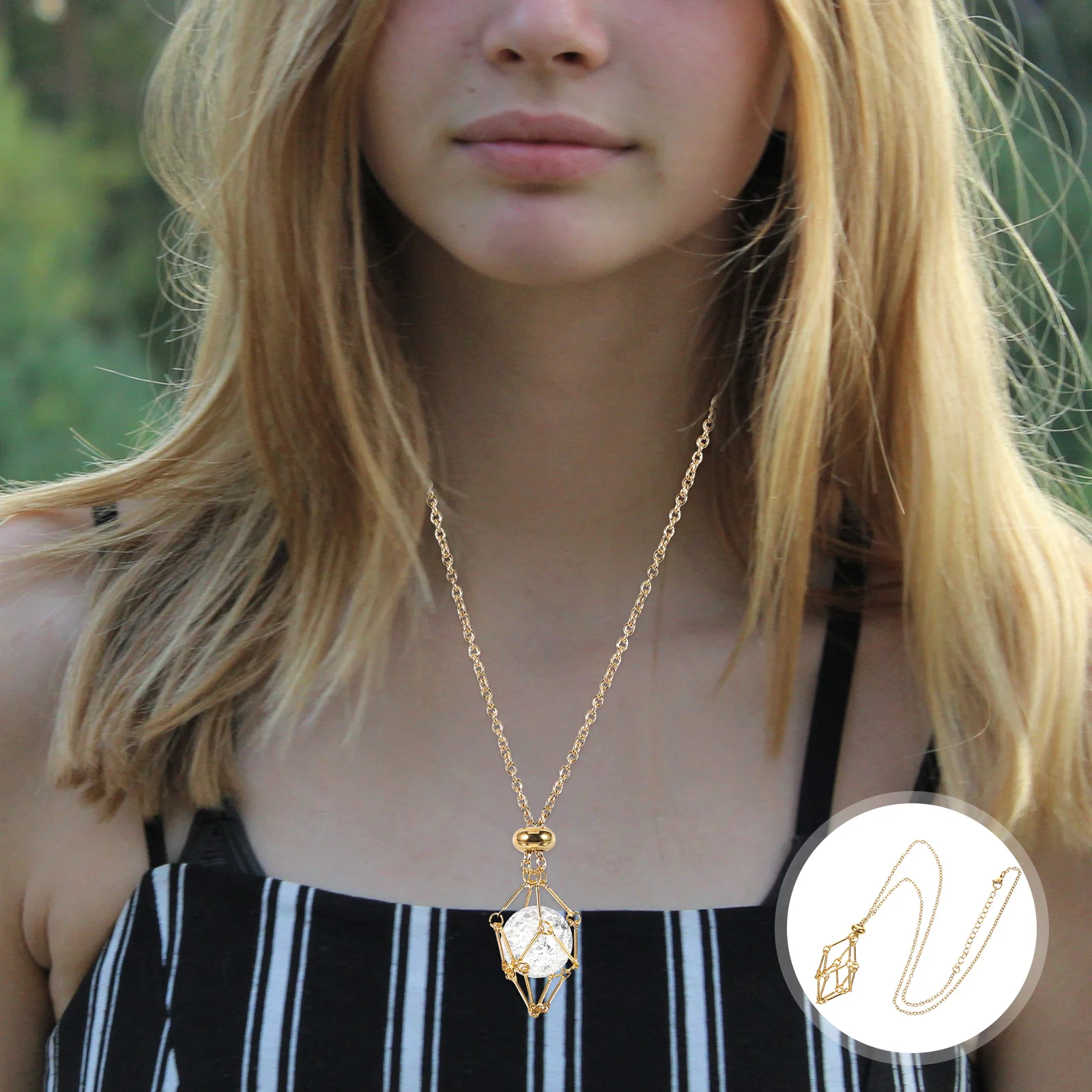 Сетчатая сумка из натурального кристалла с необработанным камнем металлическое