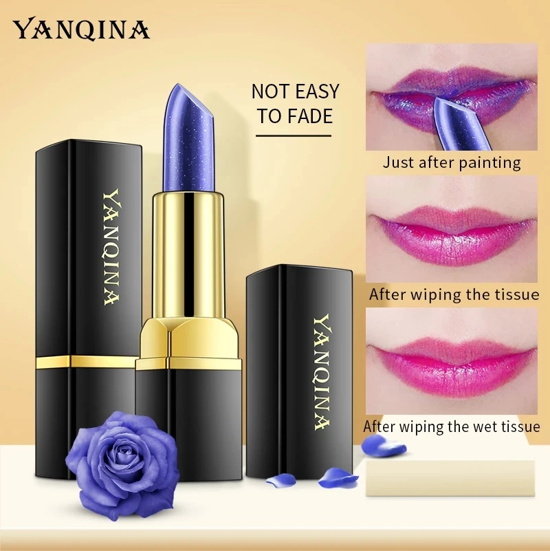

Blue Rose Lip Temperature Color Changing Natural Long Lasting Waterproof Lipstick Cosmetics Woman Makeup