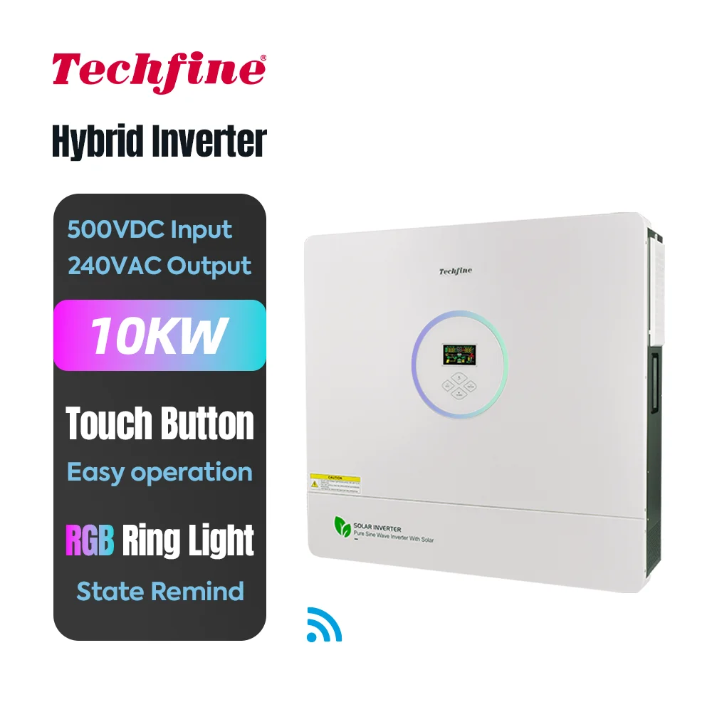 

230 240VAC Touchable button Hybrid Solar Inverter 10000w 10kw off Grid build-in double 100a Mppt Solar Charge Controller