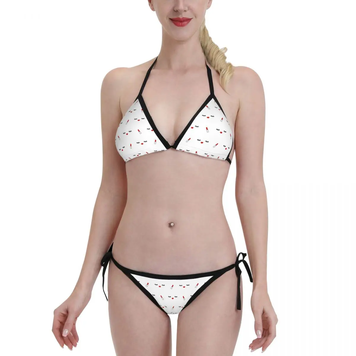 

Комплект бикини с ресницами, сексуальный купальник 2022, женский купальник с лямкой на шее, купальный костюм, пляжная одежда