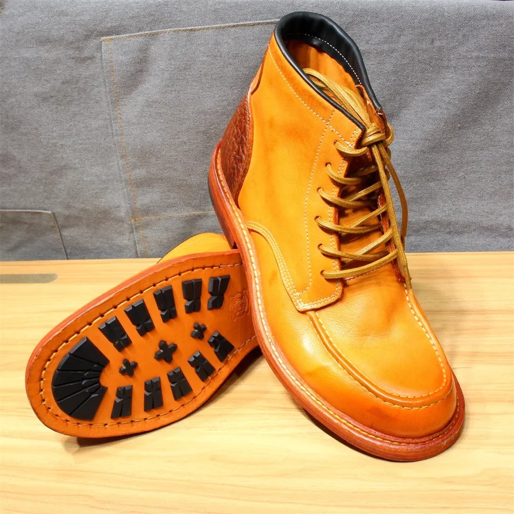 Мужские туфли Goodyear-сварочная обувь из мытой лошадиной кожи на ...
