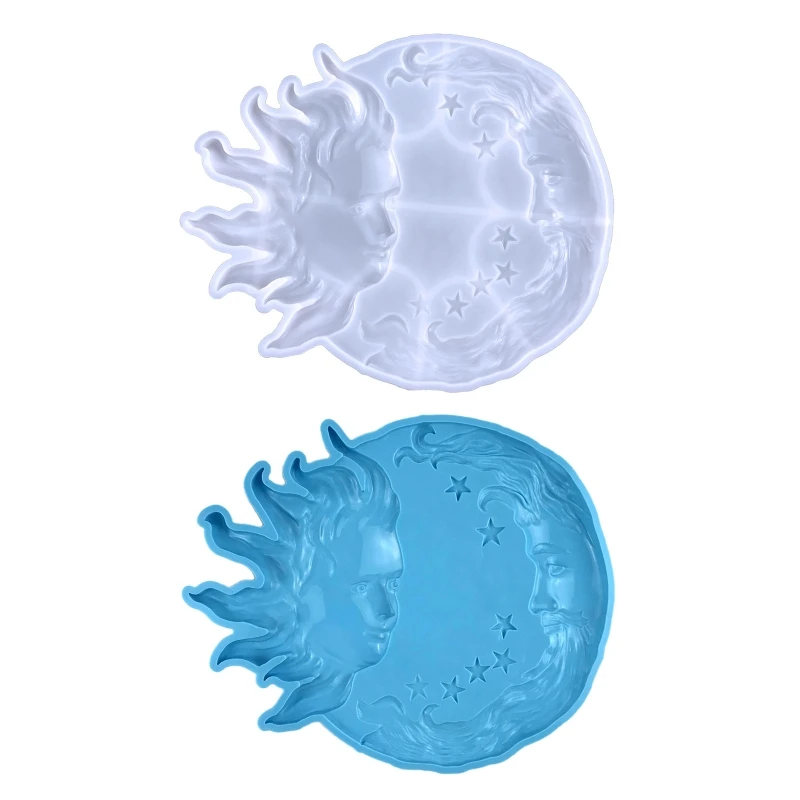

Silicone Tray Molds Sun Moon Face Funny Decor Resin Mold DIY Crafts Supplies Making for Coaster Keychain Wall Decor