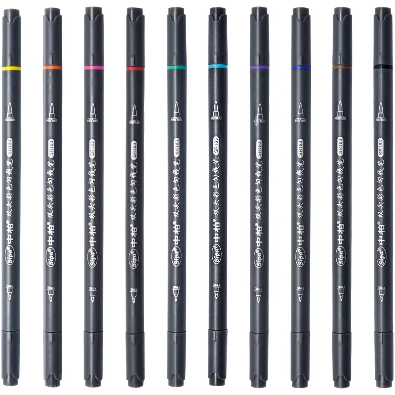 

10 pcs Coloring Pens, Dual tips, Fineliner pen and bursh Pens for Bullet Journaling, Scrapbooking, Taking Calendar Graffiti