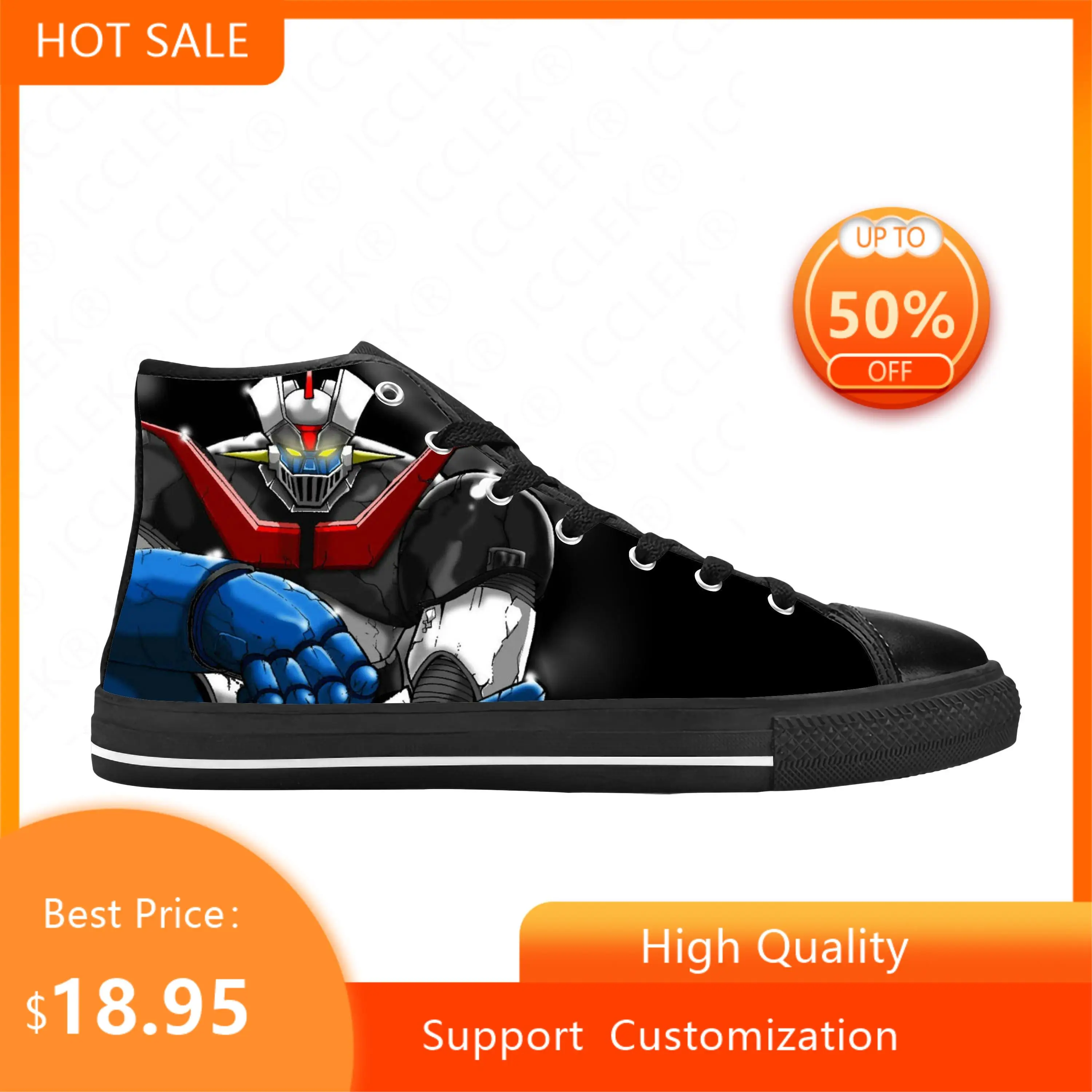 Кроссовки мужские/женские из ткани с высоким верхом и 3D-принтом