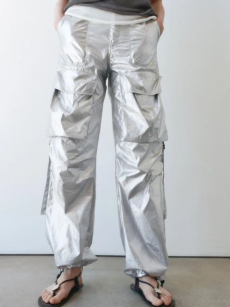 

Новинка лета 2023, женская одежда, универсальный яркий повседневный комбинезон с карманами средней посадки и широкими штанинами